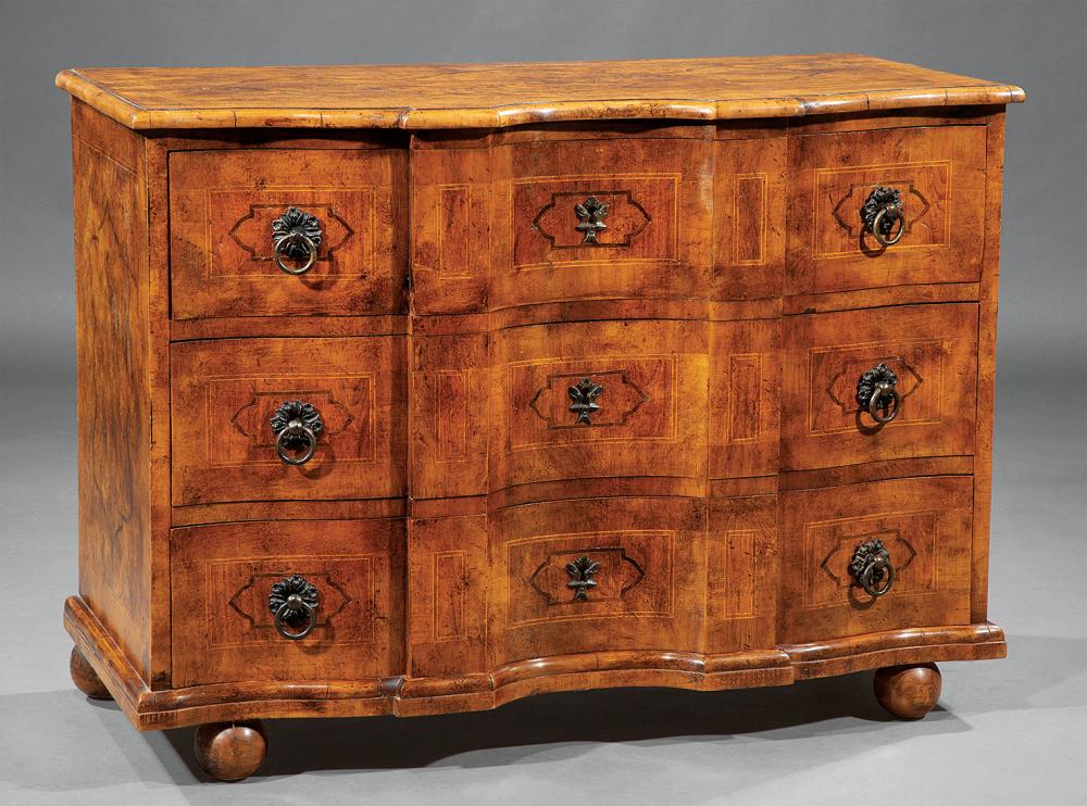 Appraisal: Continental Inlaid and Grain-Painted Hardwood Commode shaped top three conforming