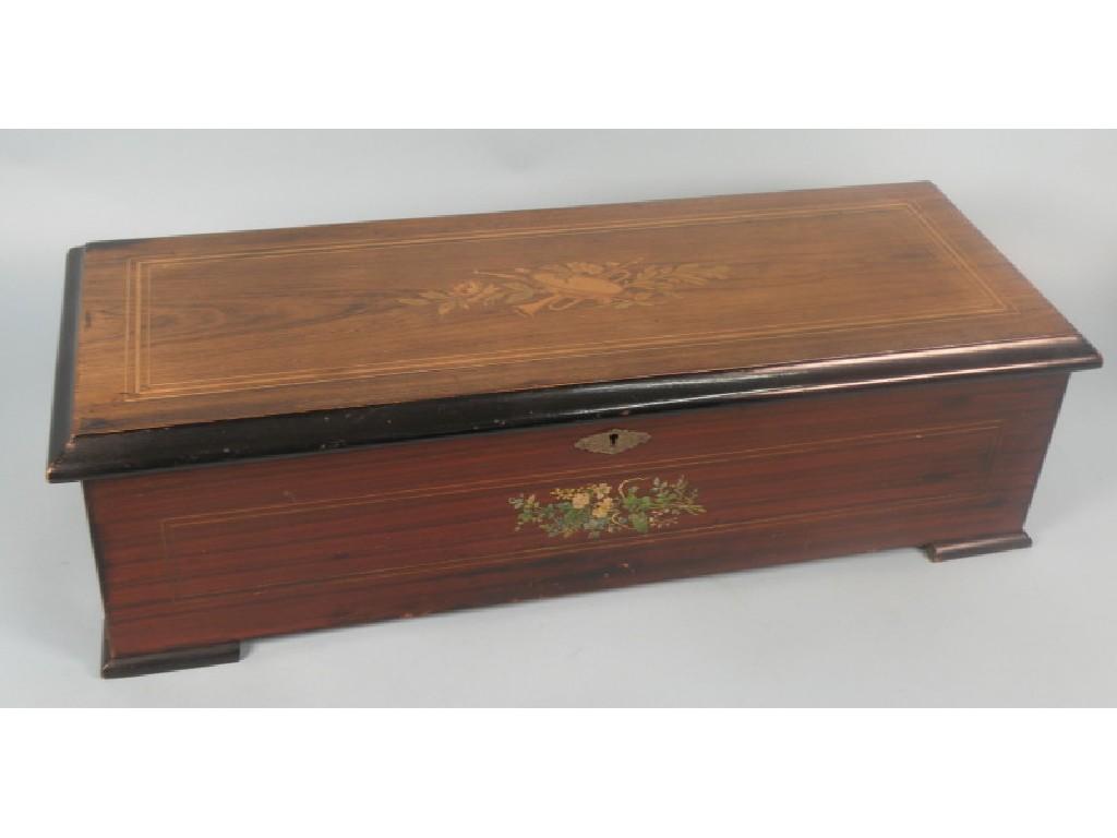 Appraisal: A late thC Swiss musical box the rosewood and ebonised