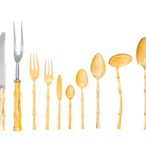 Appraisal: A Tiffany Co Bamboo Silver-Gilt Flatware Service th Century comprising