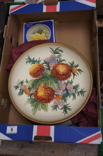 Appraisal: Three Bossons Artware Embossed Floral Chargers and a Boxed Smaller