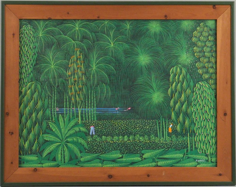 Appraisal: Henri Robert Bresil O C Landscape Haitian - depicting figures