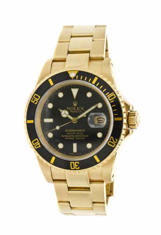 Appraisal: An Karat Yellow Gold Ref Submariner Wristwatch Rolex Circa mm