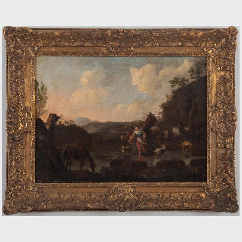 Appraisal: Follower of Nicolaes Berchem - Figure in a Landscape with