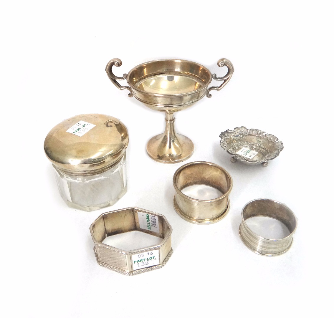 Appraisal: A silver two handled trophy London cm high a glass