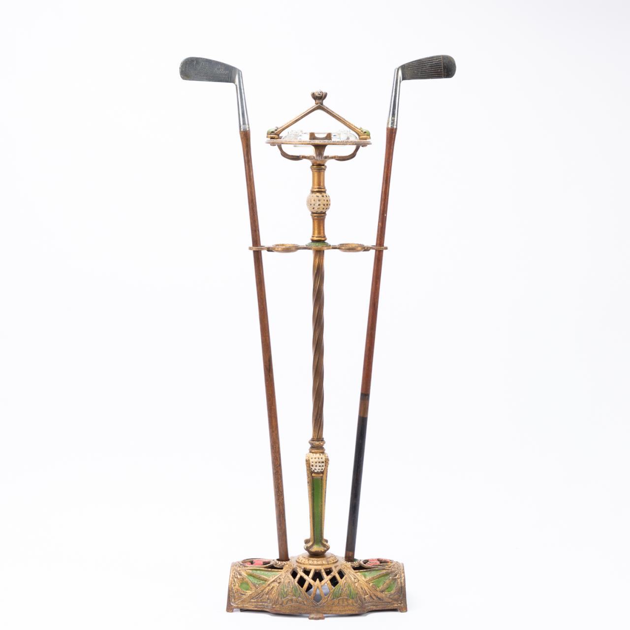 Appraisal: CAST IRON PARLOR PUTTER GOLF SMOKING STAND Wellington Stone American