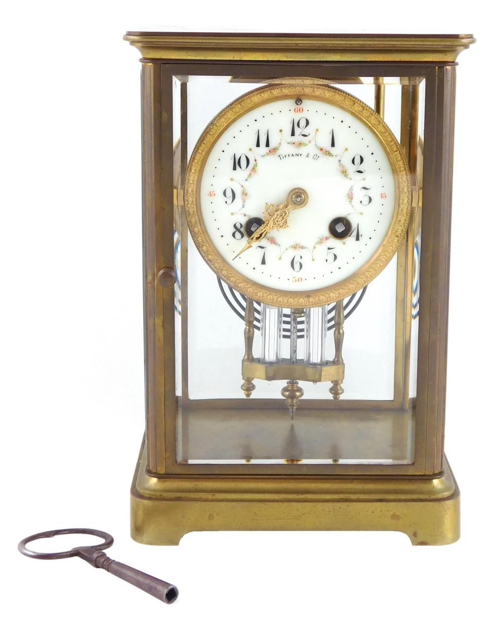 Appraisal: CLOCK Crystal regulator clock retailed by Tiffany Co mantel clock