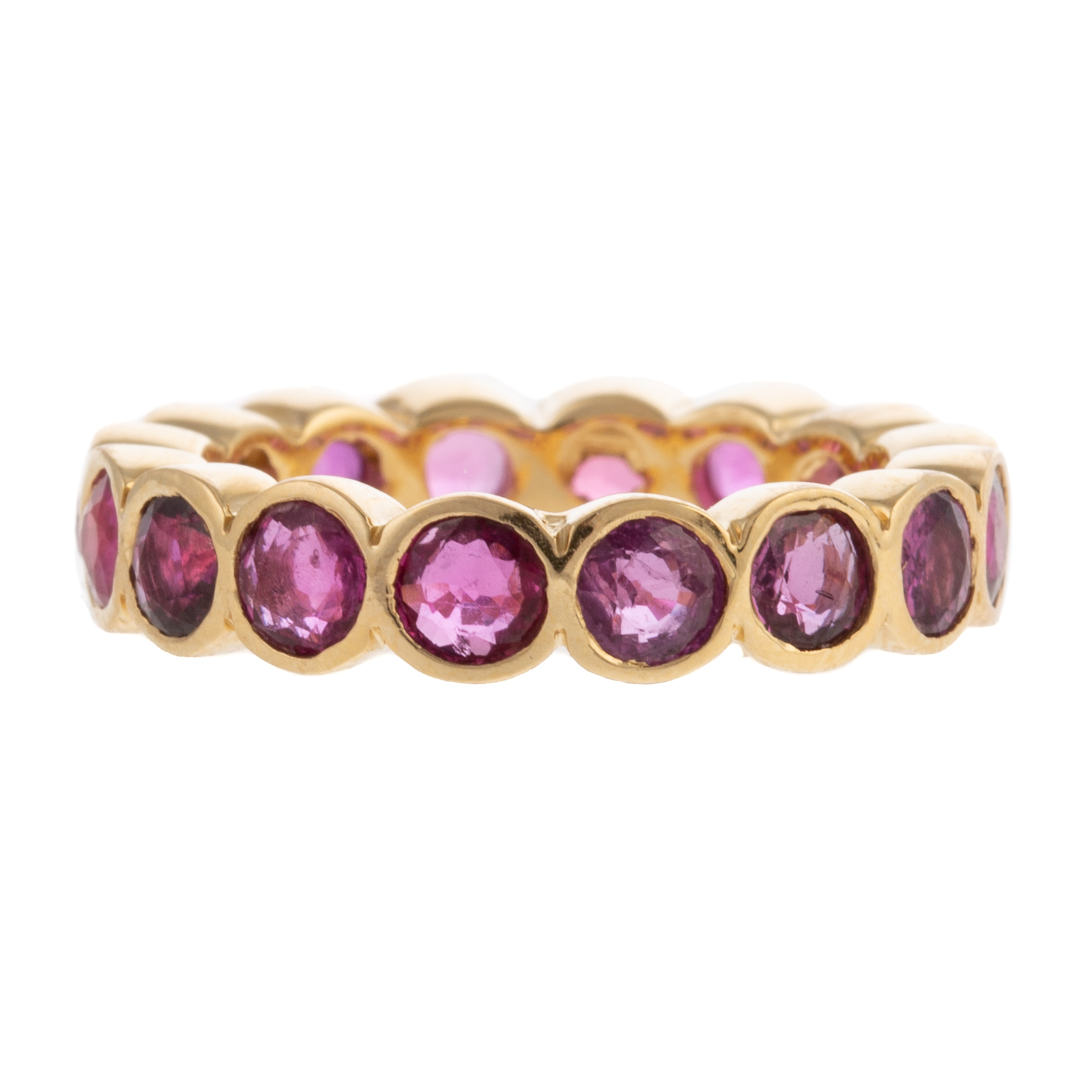 Appraisal: A CTW BEZEL-SET RUBY BAND IN K K yellow gold