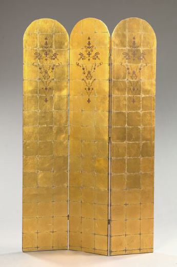 Appraisal: Tall Pair of Anglo-Chinese Arched Three-Panel Screens second quarter th