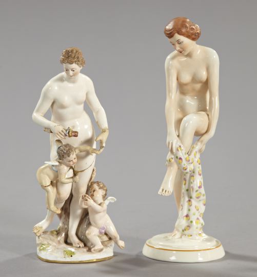 Appraisal: Two Continental Porcelain Figures one a Royal Dux polychromed pottery