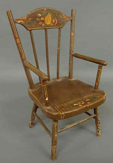 Appraisal: Child's chair late th c with paint decoration h x