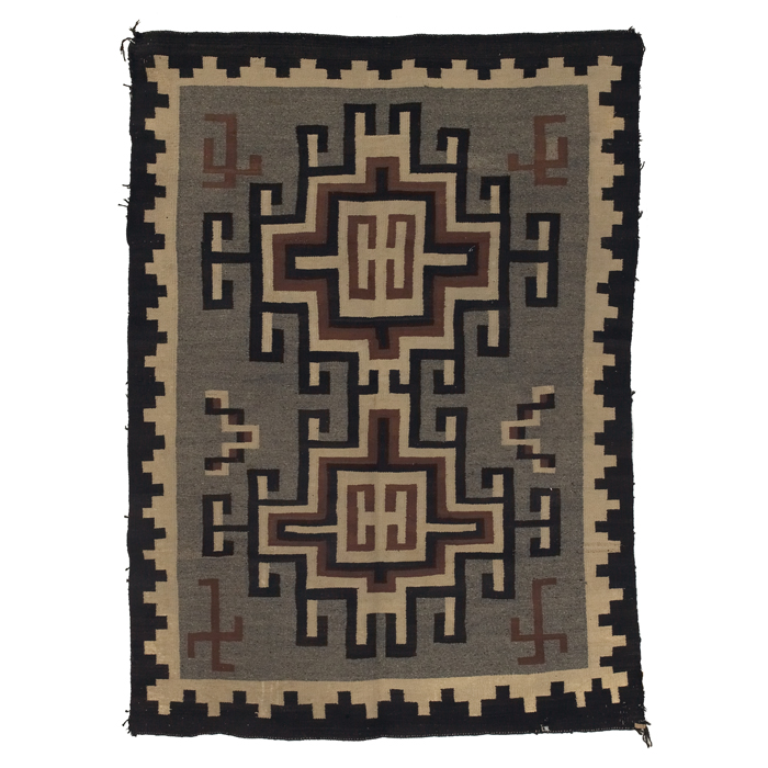 Appraisal: Navajo rug c geometric design in brown gray and cream