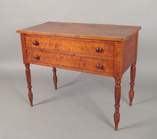 Appraisal: New England Sheraton curly maple dressing table ca the rectangular