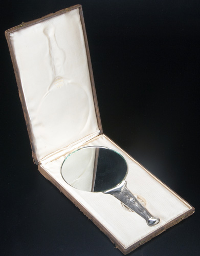 Appraisal: R LALIQUE Hand mirror Deux Figurines clear and frosted with