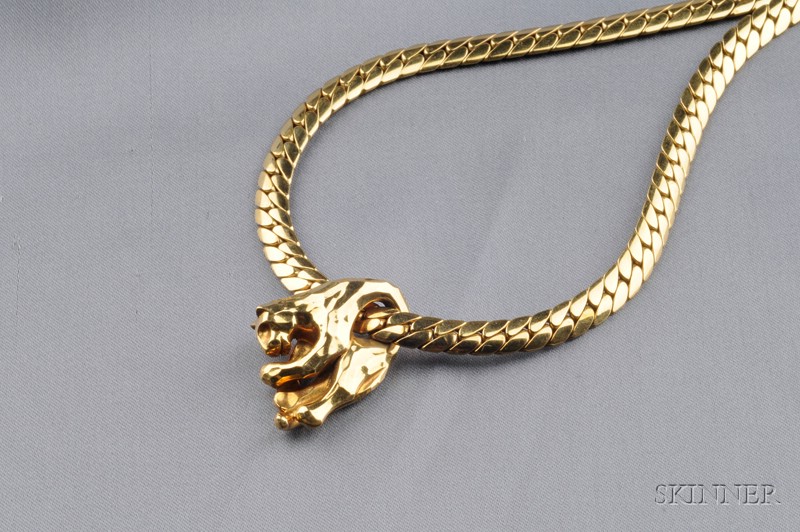 Appraisal: kt Gold Panther Pendant Necklace Cartier designed as a panther