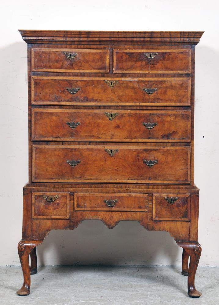 Appraisal: A GEORGE III WALNUT CHEST ON STAND basically th century