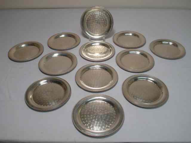 Appraisal: Twelve American sterling silver side plates with beaded edge Each