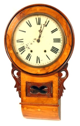 Appraisal: A thC walnut drop dial wall clock with large circular