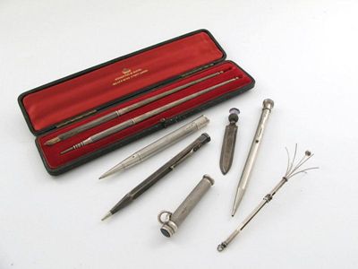 Appraisal: A cased late th century pen and retractable pencil by