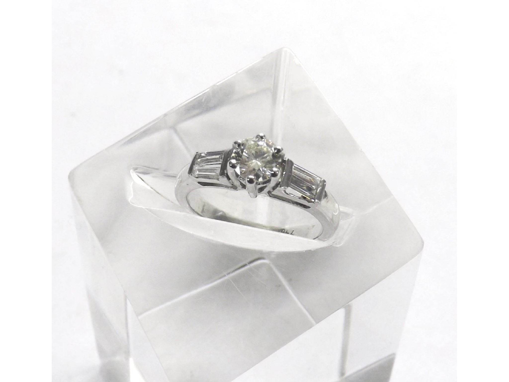 Appraisal: ct white gold solitaire diamond ring round-brilliant cut ct approx