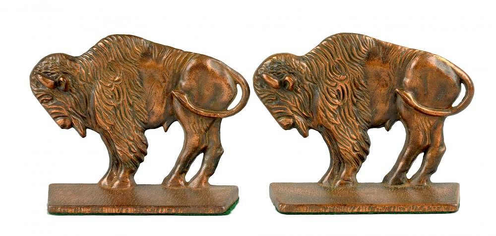 Appraisal: Pair Of Verona Buffalo Bookends Both bookends are stamped on