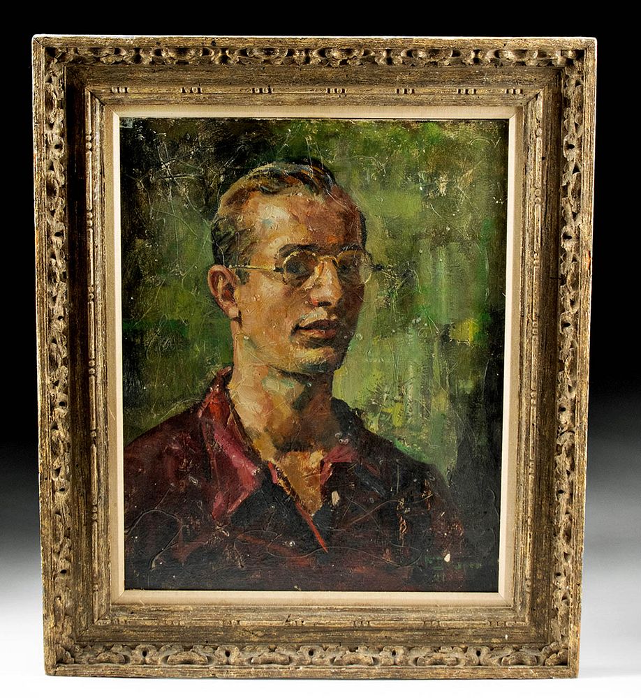 Appraisal: Framed Signed William Draper Self Portrait William Franklin Draper American