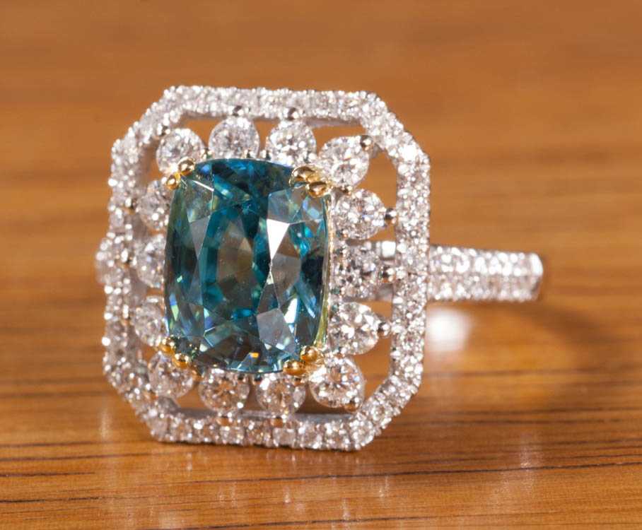 Appraisal: ZIRCON DIAMOND AND FOURTEEN KARAT GOLD RING The white and