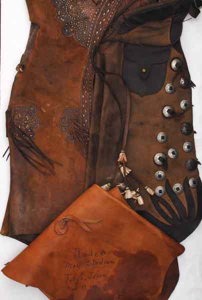 Appraisal: Leather Batwing Cowboy Chaps Lot of Three One is stamped