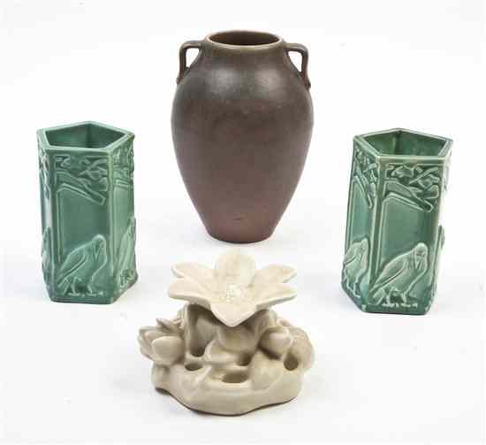 Appraisal: Four Rookwood Production Pottery Articles comprising an assembled pair of