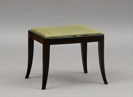 Appraisal: Art Deco Ebonized Stool With later upholstered seat x in