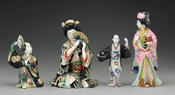 Appraisal: A group of four Kutani porcelain figures th Century Including