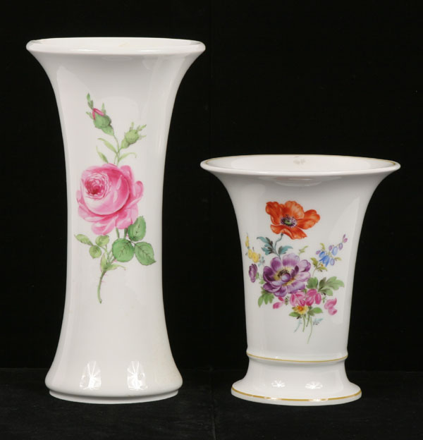 Appraisal: Lot of two Meissen porcelain vase with hand painted floral