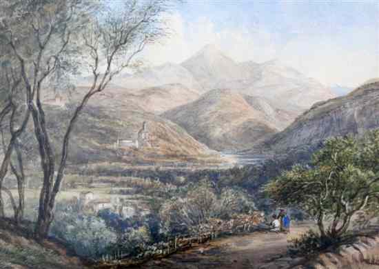 Appraisal: Ercole Hercule Trachel French - watercolour Mountains and Convent of