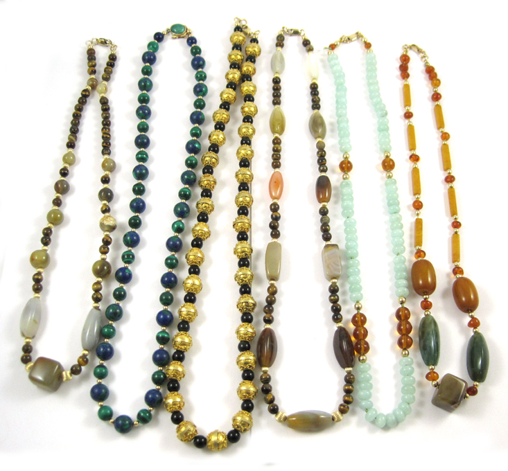 Appraisal: COLLECTION OF SIX BEAD NECKLACES including a two agate and