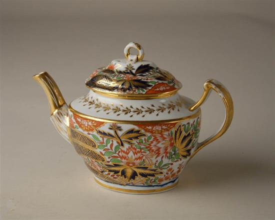 Appraisal: A Porcelain Teapot unmarked probably Derby oval in form with