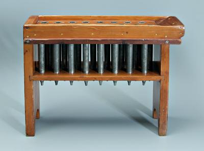 Appraisal: Bench type candle mold dovetailed wooden frame with tin sockets