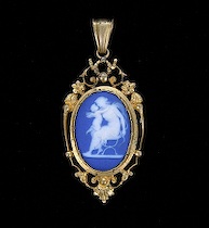 Appraisal: A Wedgwood Portland Blue Jasper Pendant ca 's A lovely