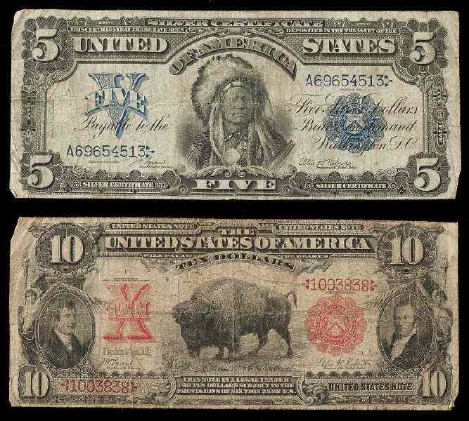 Appraisal: Two Large Size Notesto include Silver Certificate Series Lyons Roberts