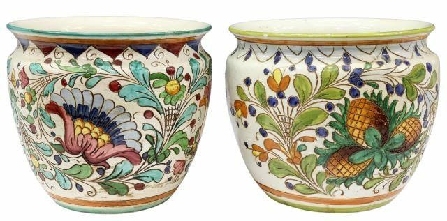 Appraisal: lot of Italian majolica cachepots planters th c similarly styled