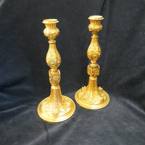 Appraisal: Pair of th Century Gilt Brass Candlesticks double headed eagle