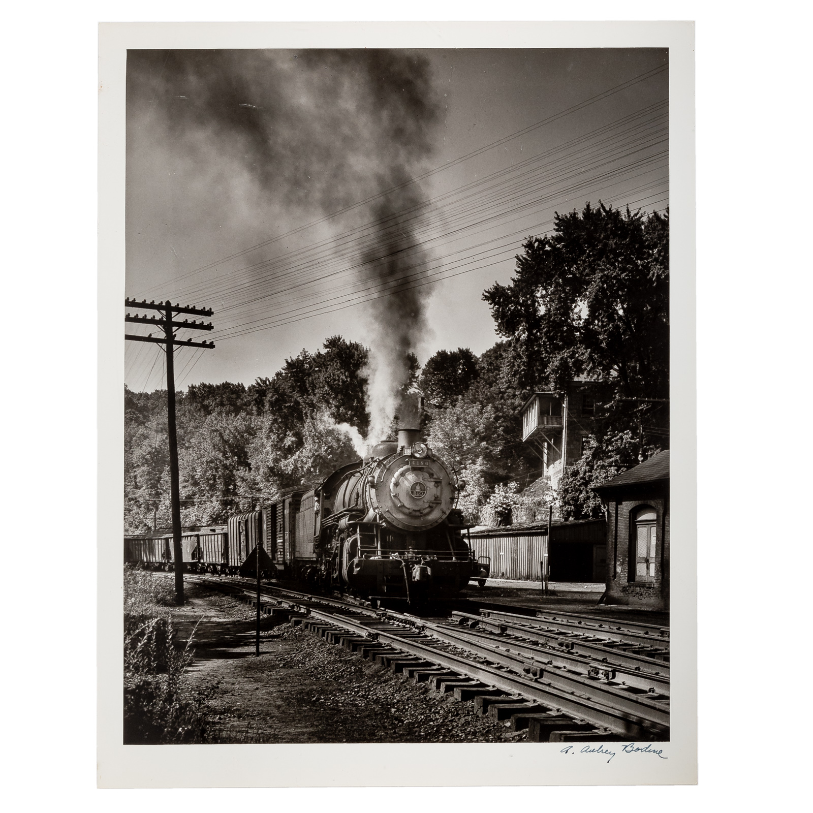 Appraisal: A AUBREY BODINE B O ENGINE PHOTOGRAPH American - Gelatin