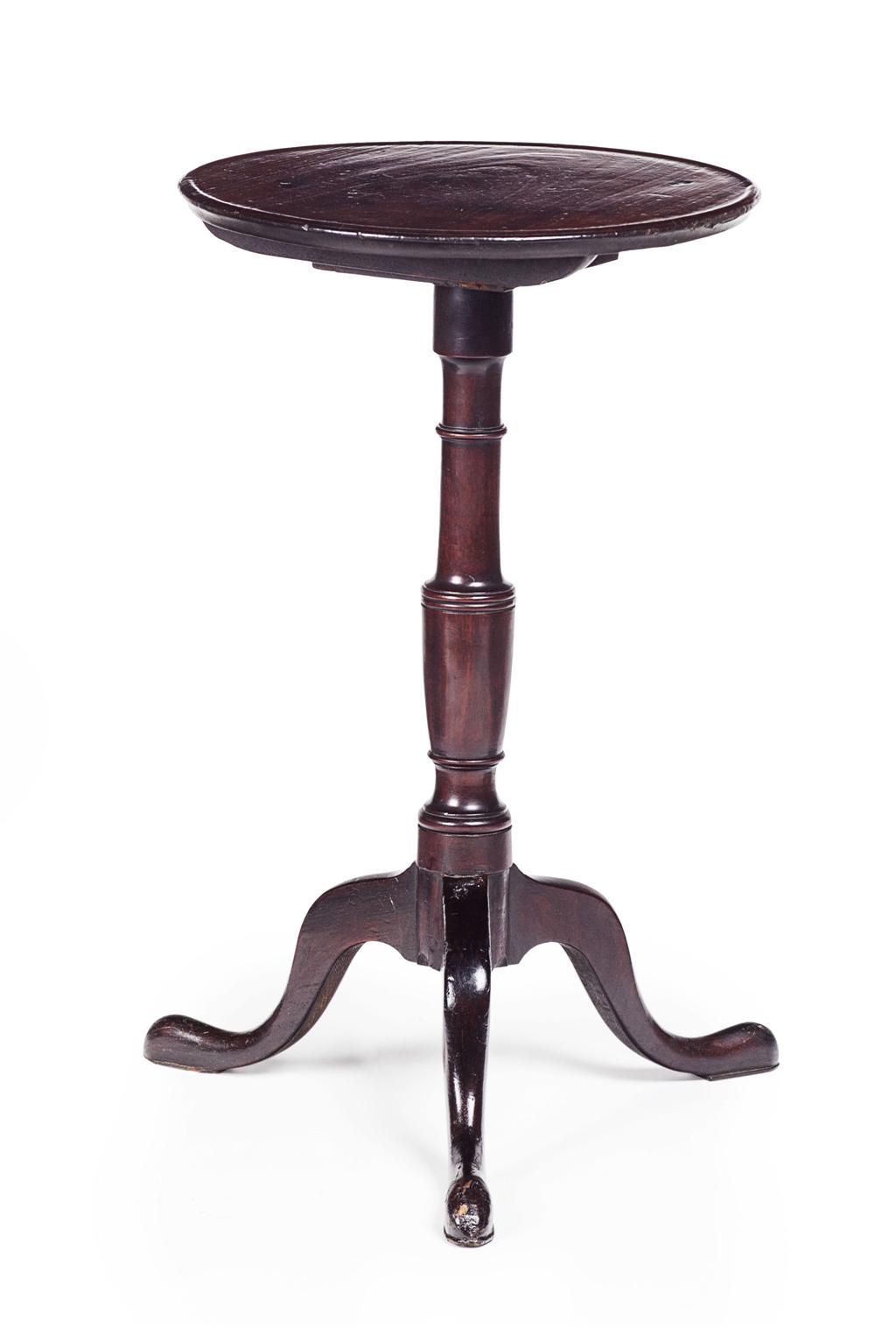 Appraisal: GEORGE II MAHOGANY TILT TOP WINE TABLE CIRCA the dished