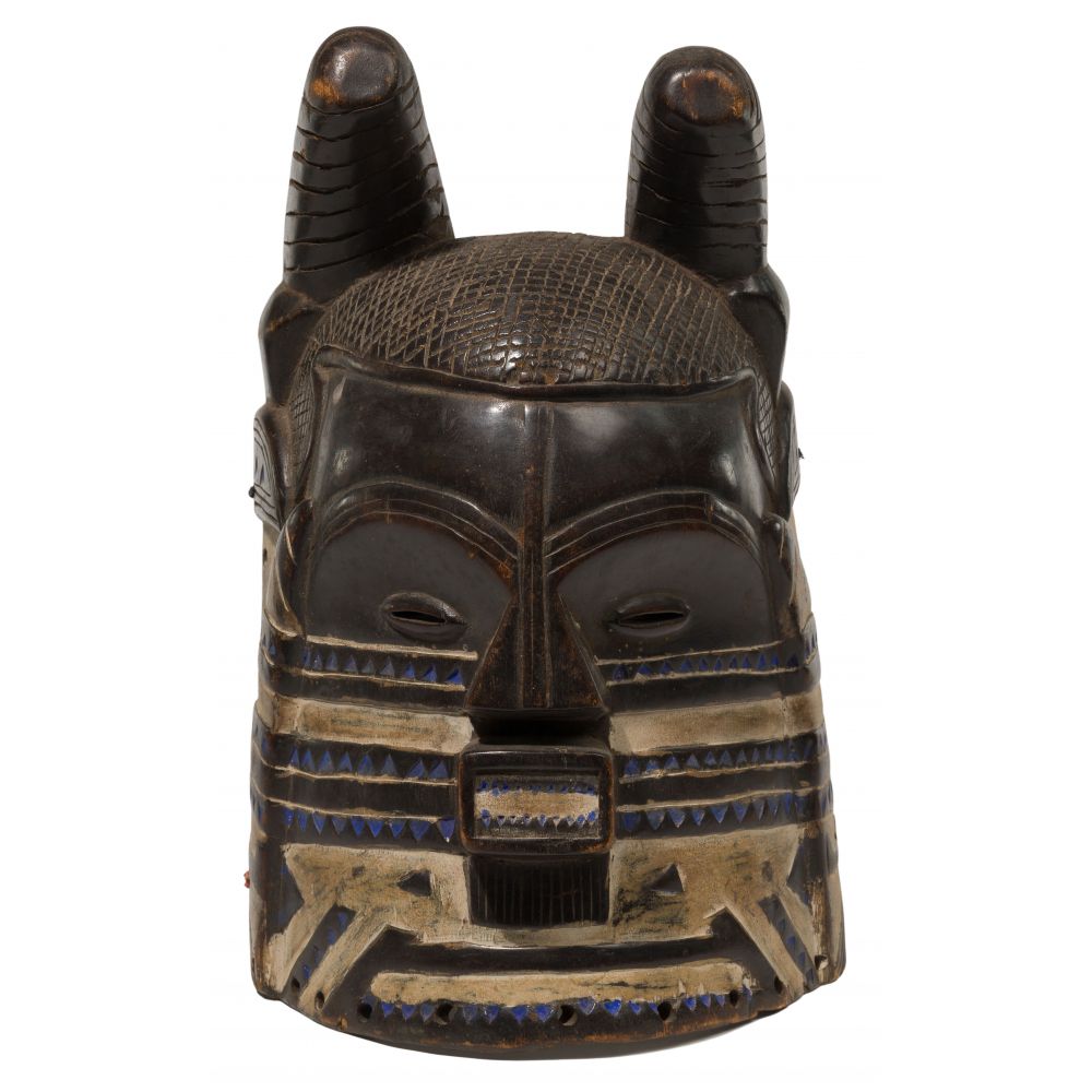 Appraisal: AFRICAN SONGYE CARVED WOOD TRIBAL MASKHand carved having square prominent