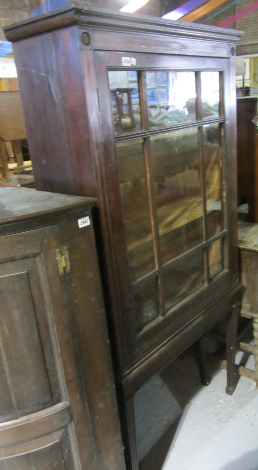 Appraisal: A th century mahogany and satinwood banded glazed display cabinet