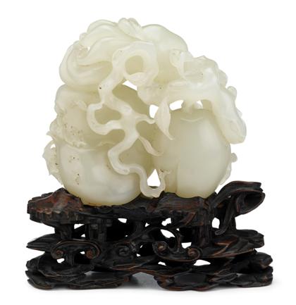 Appraisal: Fine Chinese white jade peach pomegranate and citron grouping th