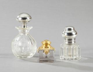 Appraisal: Group of Three Glass Items consisting of a Sterli Group