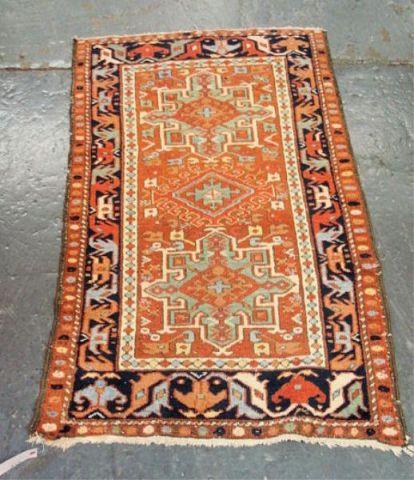 Appraisal: Small Heriz Style Throw Rug From a Syosset home Dimensions