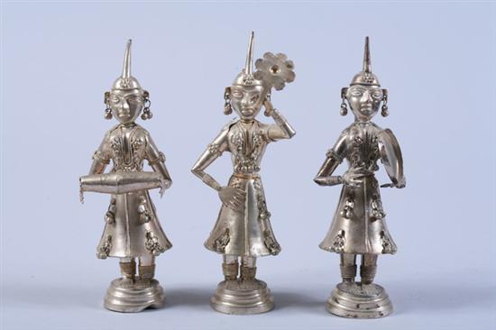 Appraisal: THREE THAI SILVER FIGURES