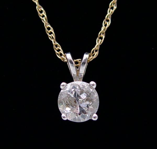 Appraisal: K CT OLD EURO DIAMOND SOLITAIRE PENDANT K yellow gold