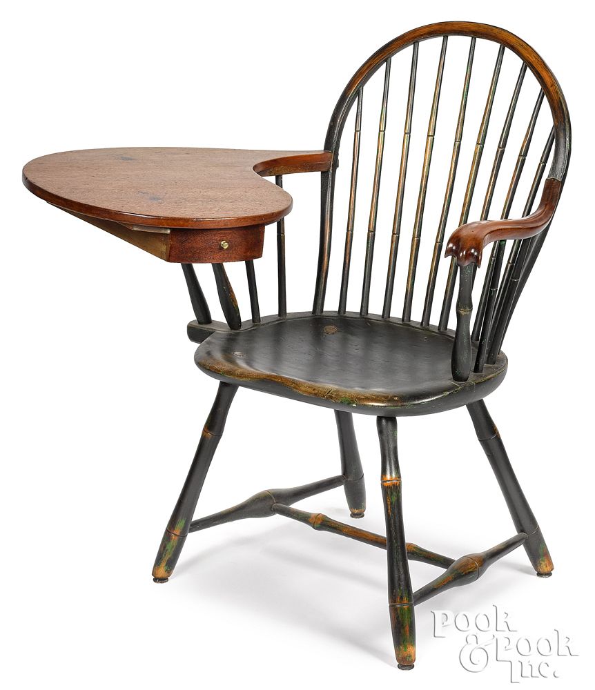 Appraisal: Pennsylvania writing arm Windsor chair ca Pennsylvania bowback writing arm