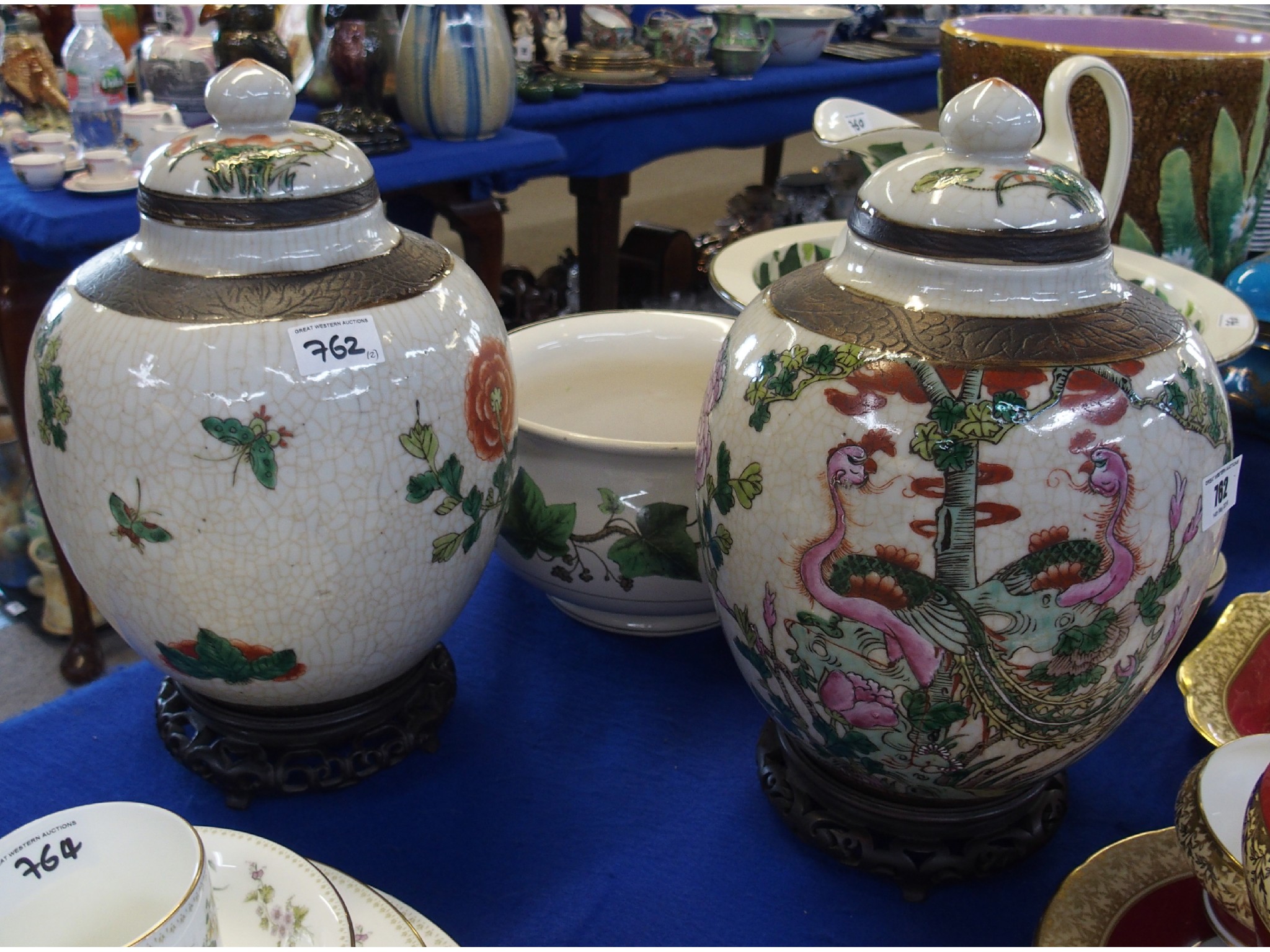 Appraisal: Pair of Chinese jars and covers with craquelure glaze and